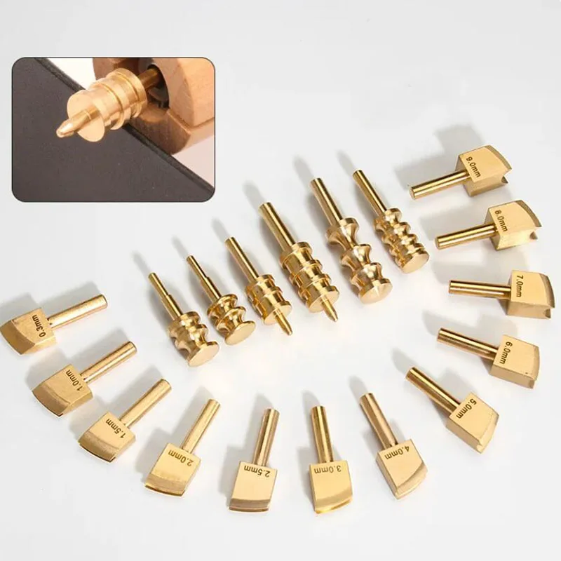 18PCS Leather Electric Heating Copper Edge Presser Burnishing Heads Set for Leathercraft Creaser Trimming Wiring Tool Kit