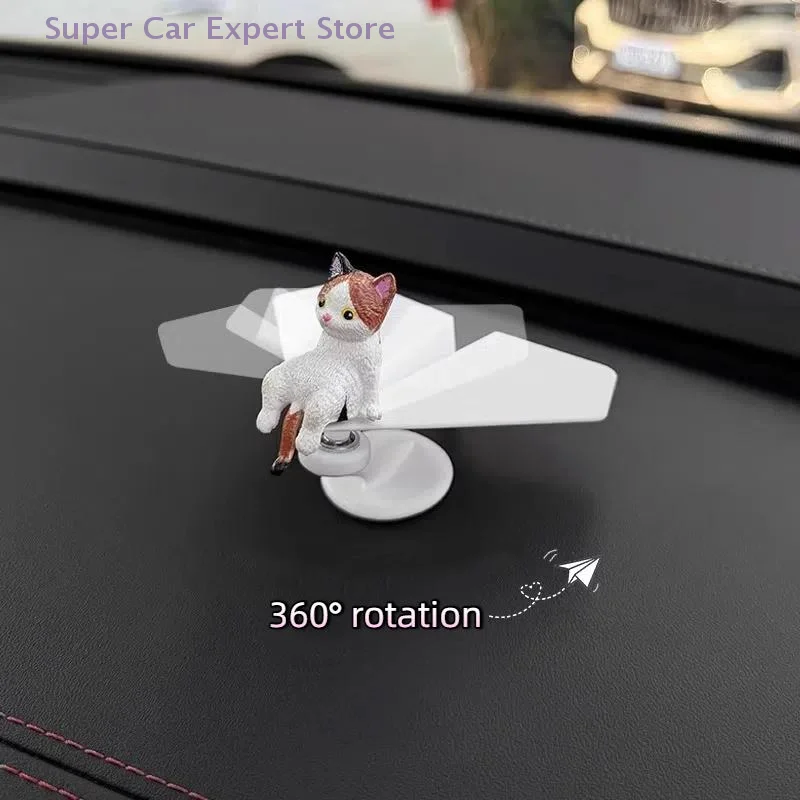 

Cute Cat 360 ° Rotating Airplane Auto Dashboard Decoration Funny Car Interior Ornaments For Car Accessories