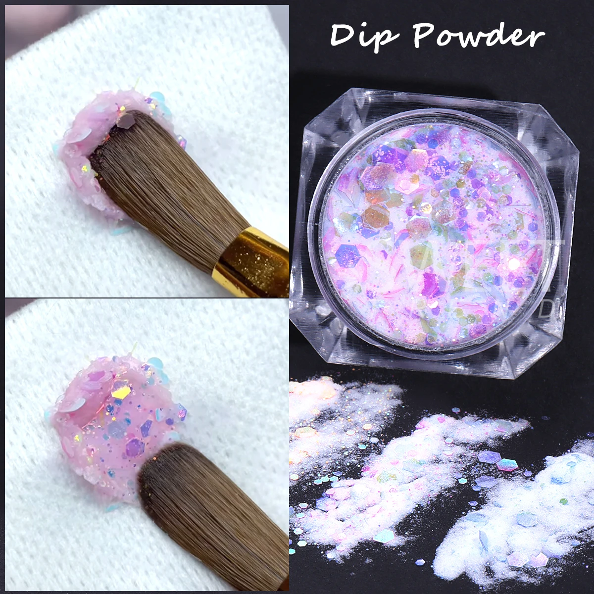 6 Color Acrylic Nail Powder Set Glitter Flakes Dipping Powder for French Extension Sculpting Manicure Construction Supplies Tool