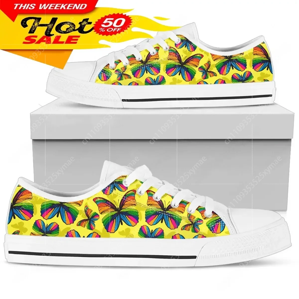 

Yellow Cartoon Butterfly Low Top High Quality Sneakers Mens Womens Teenager Canvas Lightweight Sneaker Couple Shoes Custom Shoe