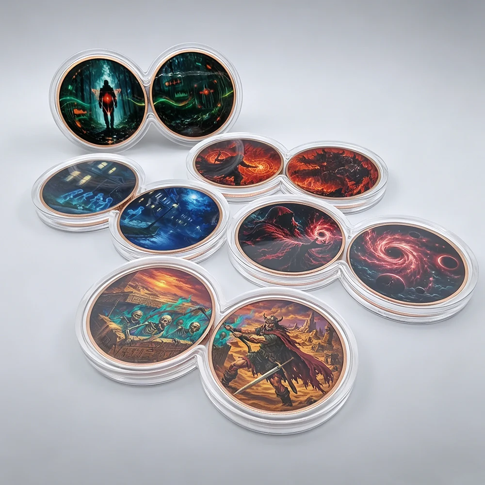 Non-magnetic 1oz Wizard Ghosts Skulls .999 Pure Copper Commemorative Infinity Capsule Coins Color Printed Coin Collectible Gift