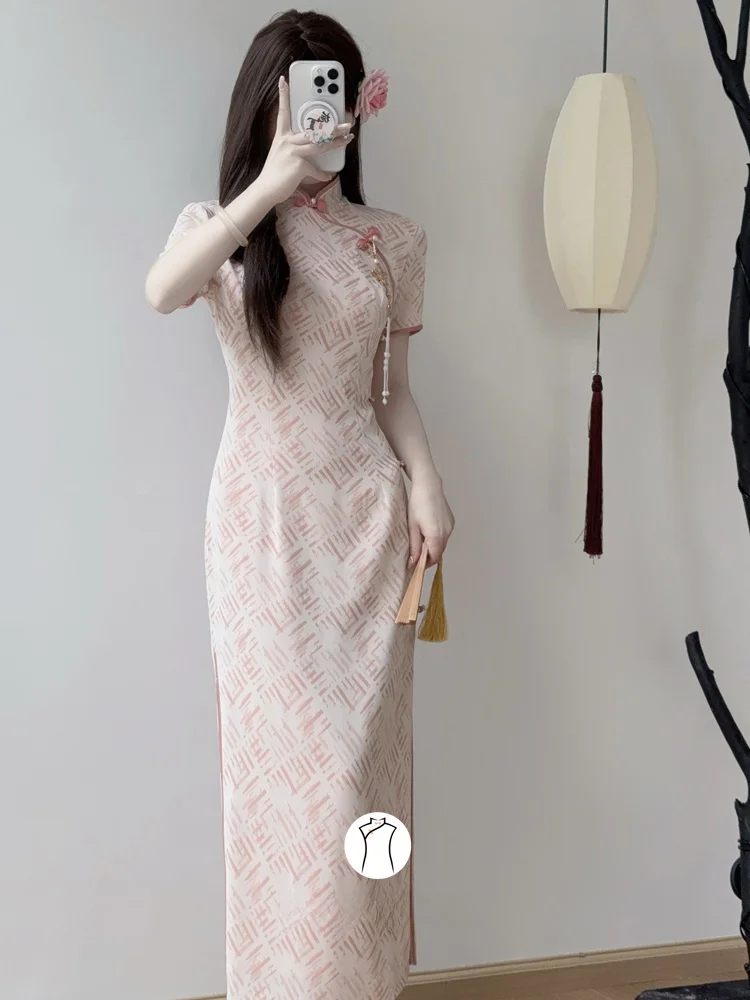 

Новое дизайнерское свадебное платье Hao Wan Pink Young Sle в традиционном китайском стиле, дышащее, легкое, с длинными рукавами