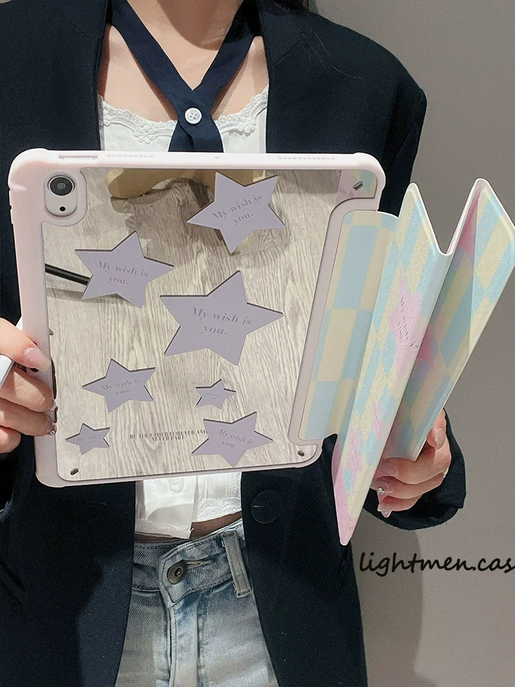 

3-Fold Mirror Star Flip Stand Tablet Case For iPad pro 10/11/2020/6th/7th /8th /Air 3rd/Air 4th/9th gen/Air 5th 2022/Air 11