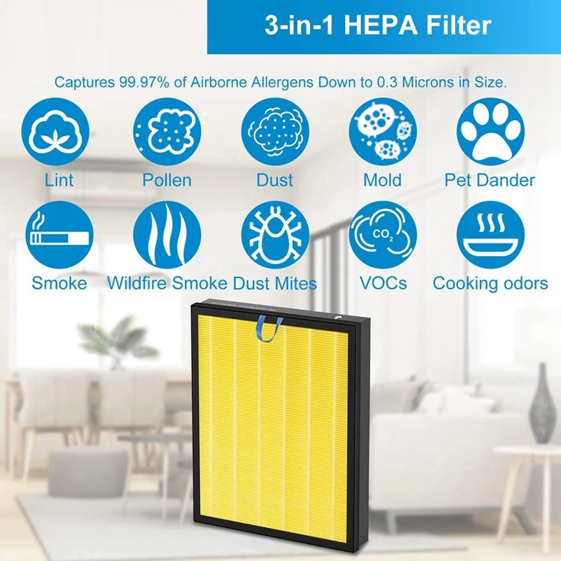 HEPA Filter Vital 200S Air Purifier Replacement, For LEVOIT Air Purifier Vital 200S, Vital 200S-RF-PA, 3-In-1 HEPA Filter White