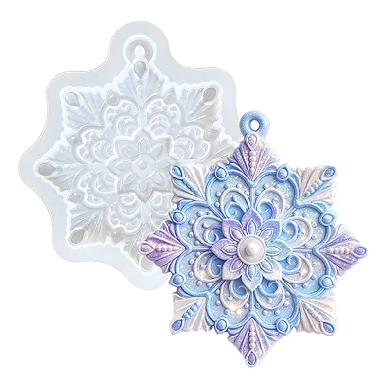 Molde de silicona con forma de copo de nieve navideño, ala, llave, bailarina, ciervo, para fundición de resina, manualidades, colgantes de resina epoxi, adornos, suministros para manualidades.