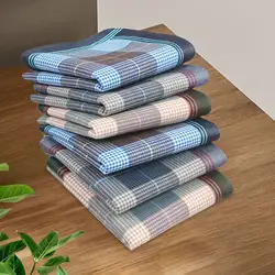 6-teiliges dunkel kariertes Taschentuch-Taschentuch-Set, Geschenkset für Damen und Herren, Einstecktuch für