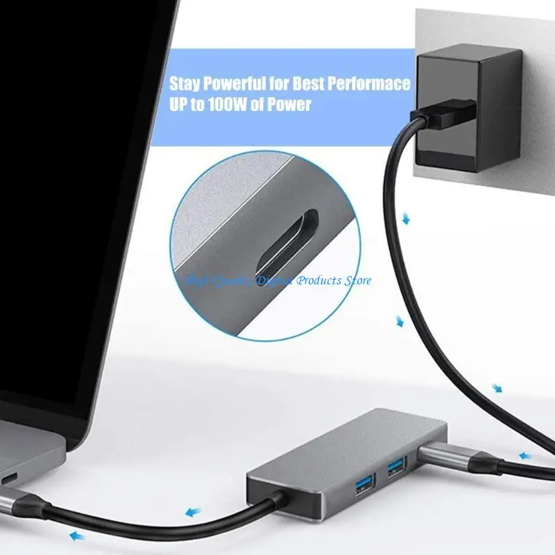 

U2JE Multifunction 4 in 1 Type C to HDTV 2xUSB3.0 Adapter 4K Adapter Docking Station USB C Adapter for Computer Laptop tablets