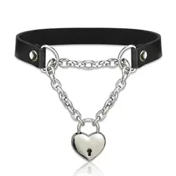 Personality Heavy Lariat Heart Necklace Ring Stainless Steel Slip Chain Punk Rock Cuban Long Chain For Women Men Fashion Jewelry