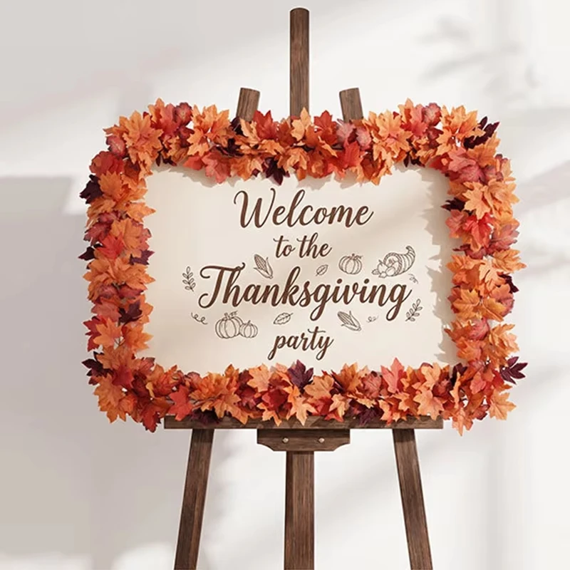 Simulated Maple Leaf Fall Maple Garland Fall Leave Vine for Home Room Decor Garden Wedding Party Halloween Christmas Decoration