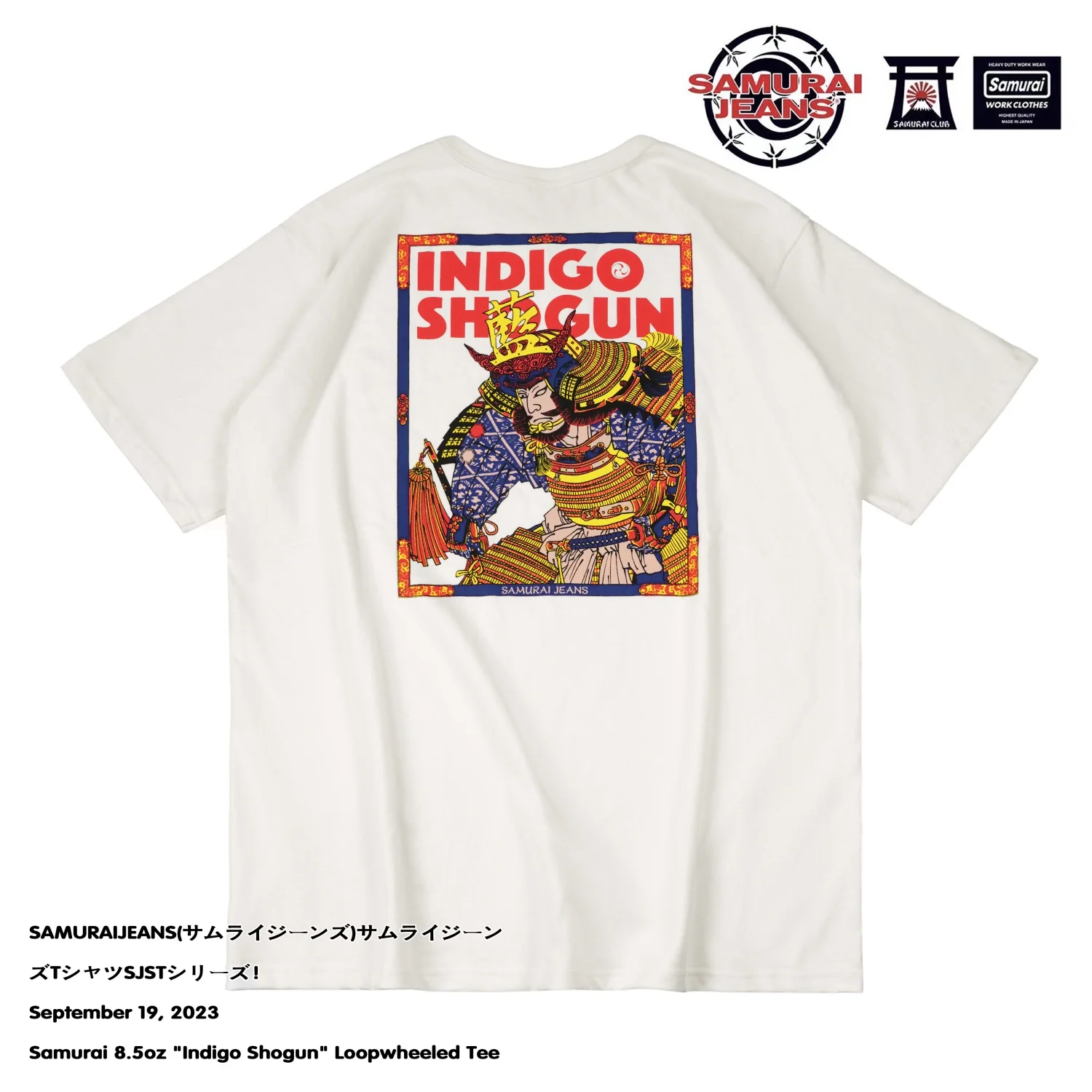 

SAMURAI Blue General, Three Needles, Cotton Crew Neck, Short Sleeve TEE