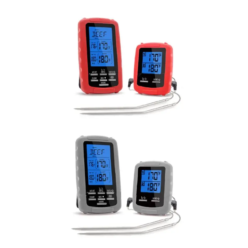 Wireless Digital Thermometer with Probes Injector-Remote Cooking