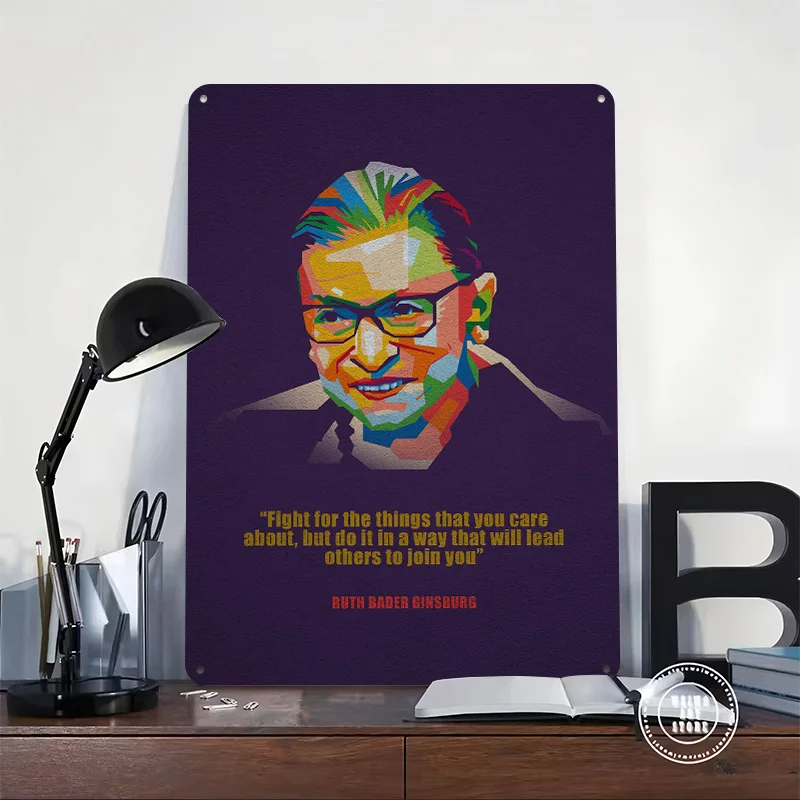 Ruth Bader Ginsburg Tinplate Poster Custom Wall Art Vintage Metal Signs Retro Tin Plaque for Home and Decoration Gaming House