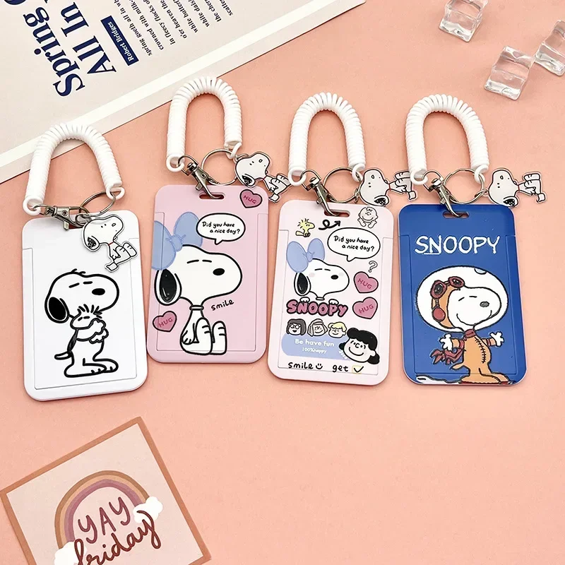 Dos desenhos animados Miniso Snoopy Titular do cartão com colhedor, porta-moedas, titular do cartão, estudante refeição cartão, ônibus metrô, controle de acesso, presente para Miniso