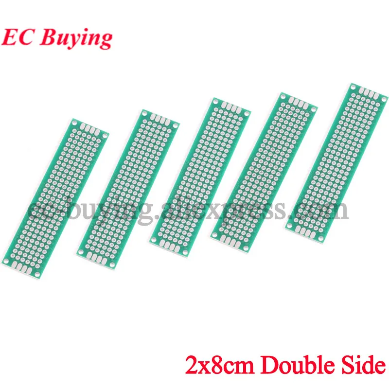 5 قطع 2x8 سم نموذج ثنائي الجانب PCB لوحة دوائر مطبوعة عالمية DIY لـ Arduino 2.54 مم ألياف زجاجية 2*8 سم 20x80 مم 20*80 مم