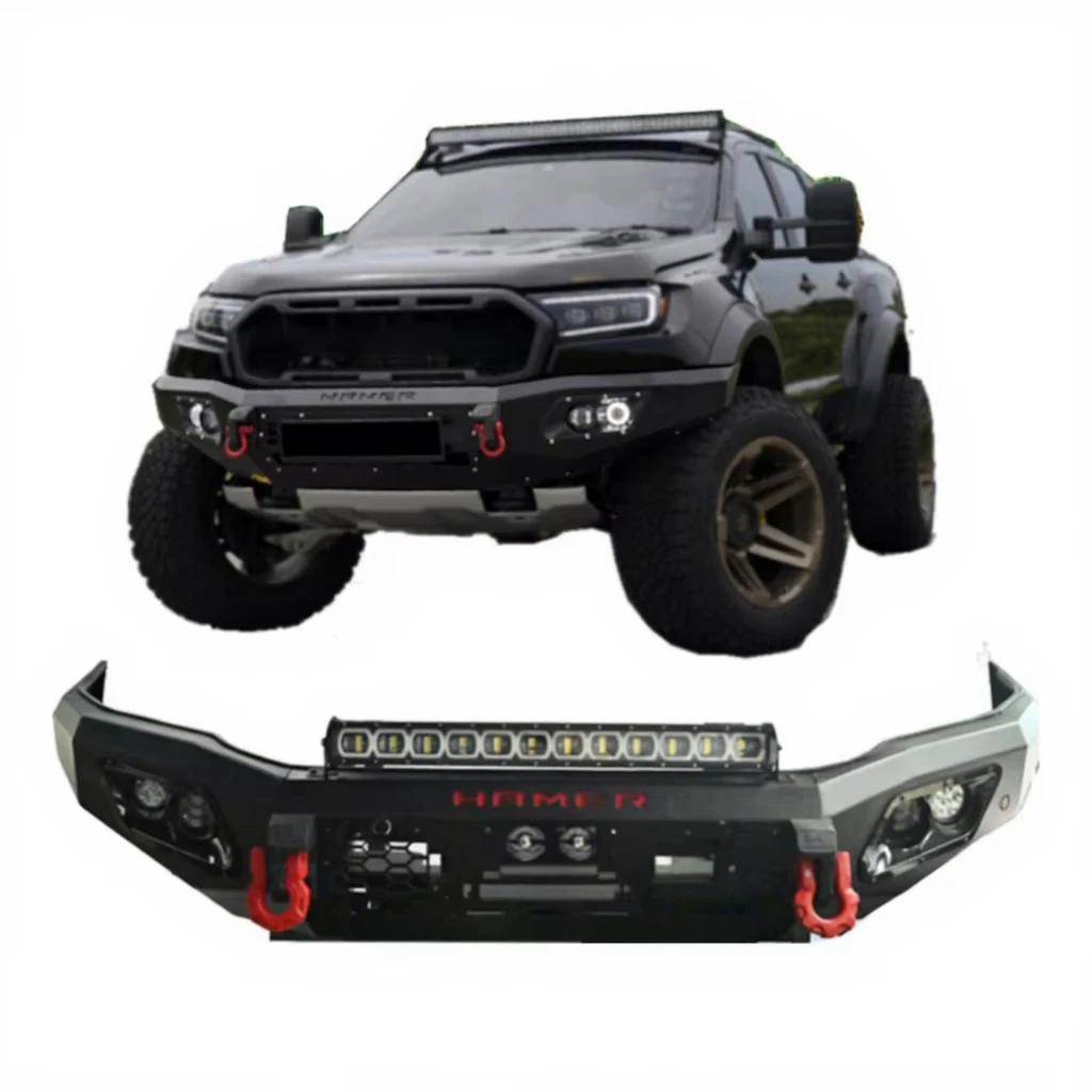 

Ranger T7 T8 Steel Real Bumper Bar with LED Shackle Steel Car Front Bumpers for Ranger Bull Bar