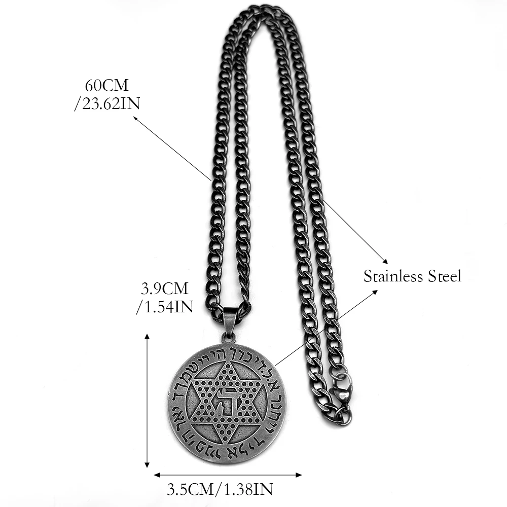 Hebrew Scripture Magen Star of David Chai Hexagram Necklace for Men Stainless Steel Kabbalah Jewish Judaism Amulet Jewelry