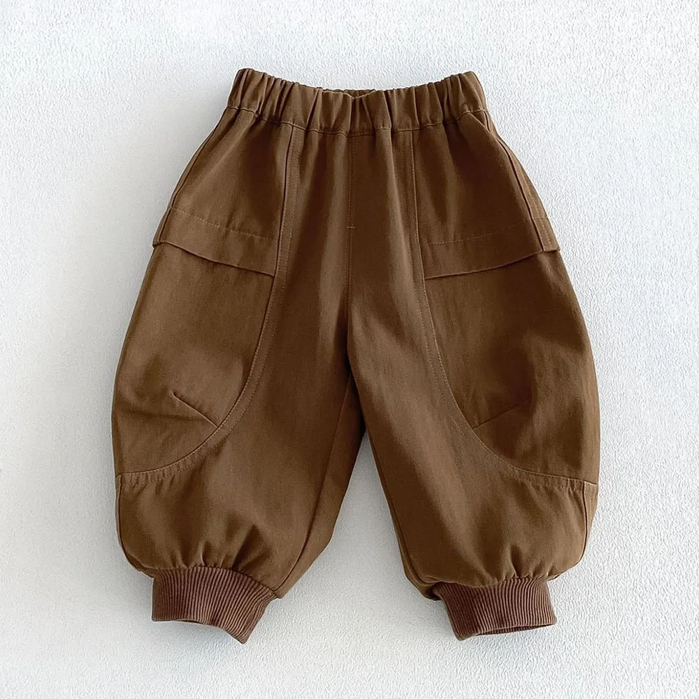2026 Toddler Boys Pants Solid Color Casual Loose Boutique Kids Clothing Autumn Back To School Children Trousers