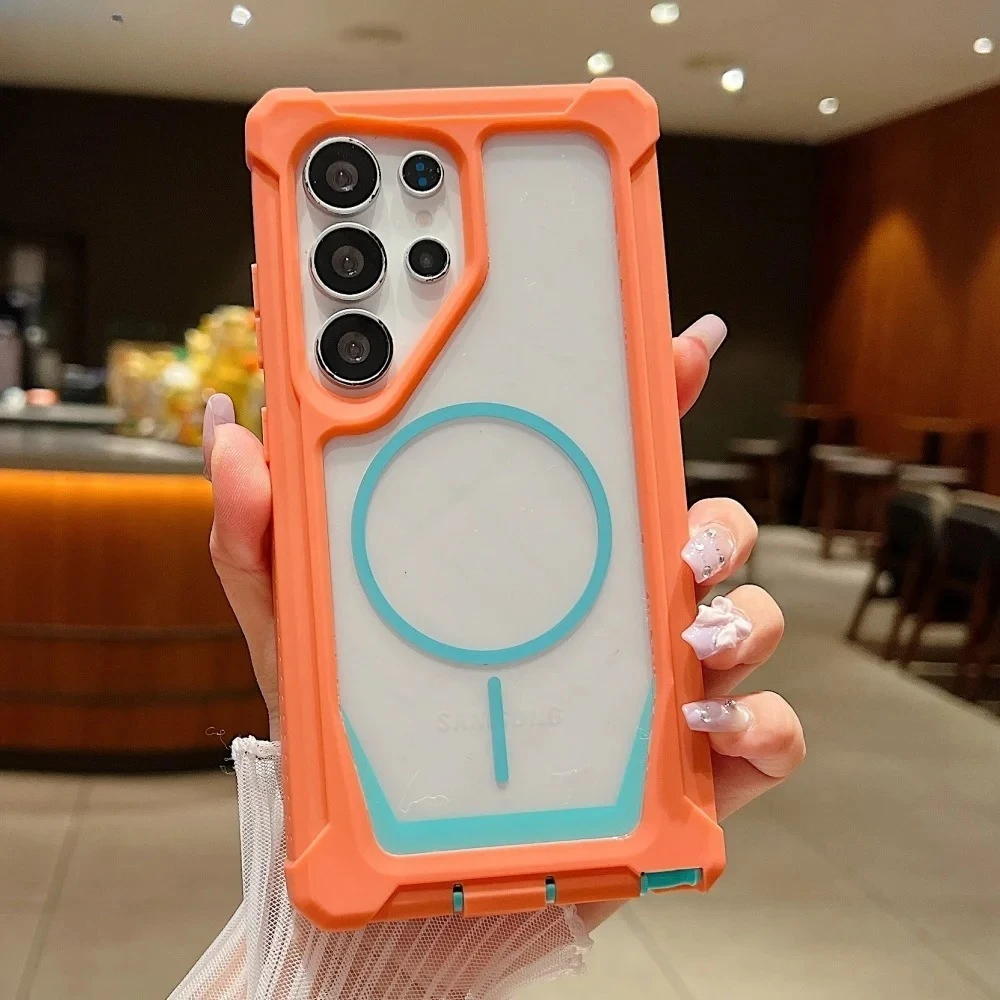 Thickened Silicone Transparent Case For Samsung S26 Ultra S25 S24 S23 S22 S21 S20 Plus Magnetic For Magsafe Soft Bumper Cover