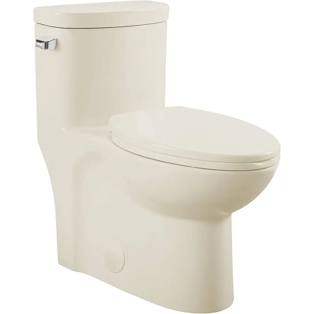 

Элегантный удлиненный унитаз с роскошной ручкой из фарфора, расход воды 1,28 галлона на смыв.