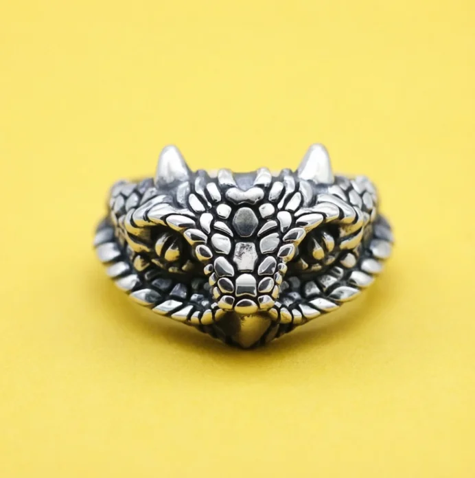 

Retro Lotus Toad Personalized Ring Men's Adjustable Index Finger Thai Silver Ring Ethnic Style 925 Pure Silver Jewelry