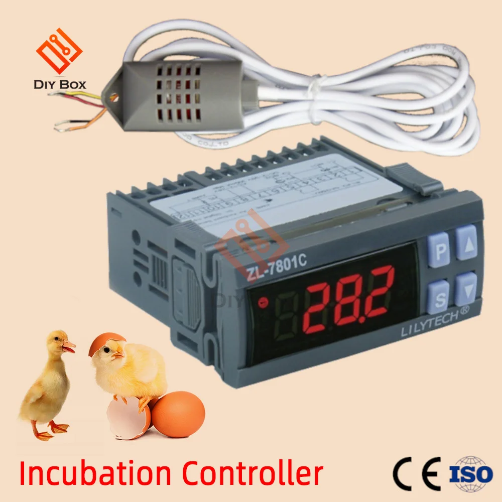 ZL-7801C Dual 16A Output Hatch Controller Temperature And Humidity Controller AC100 -240V 50HZ/60HZ Automatic Multifunctional