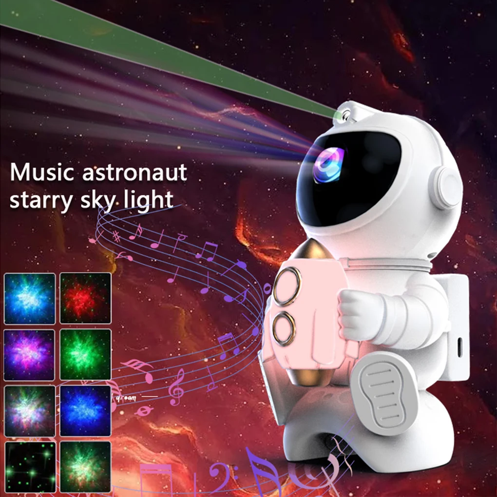 Astronauta led estrela projetor luz noturna galáxia projetores bluetooth alto-falante para quarto decoração crianças presente céu estrelado lâmpada