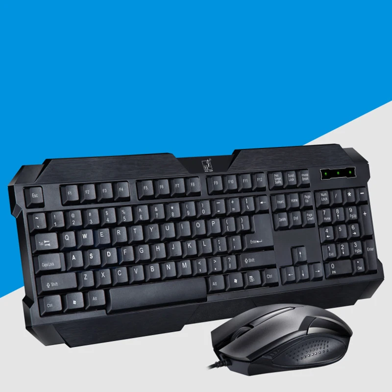 Tastiera Q19 Mouse cablato Set Giochi per computer Tastiera impermeabile per Home Office Business Nero Classico USB 107 tasti