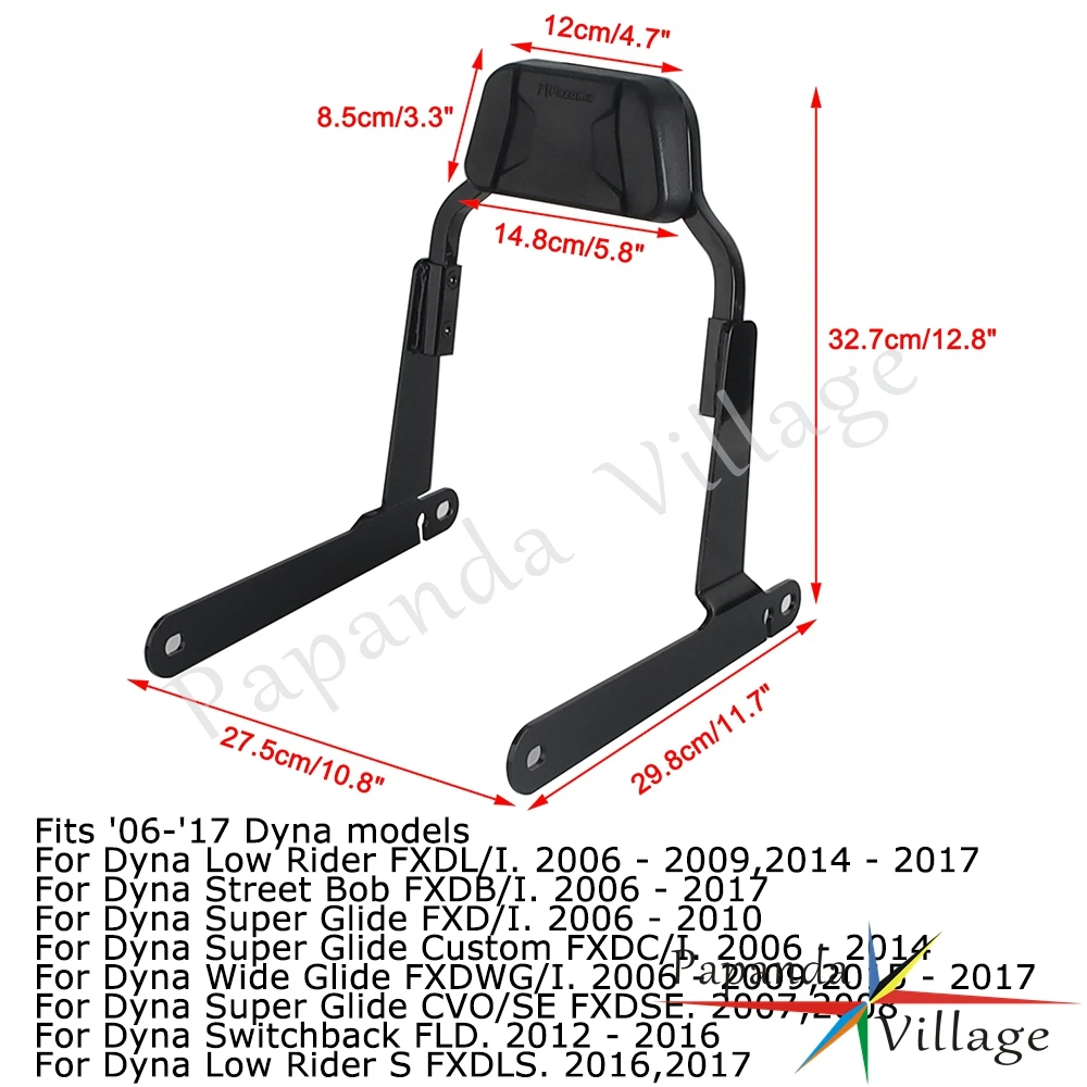 Sissy Bar Detachable Backrest Rear Passenger Seat Luggage Rack For Harley Dyna Low Rider Street Bob Super Wide Glide Switchback view 3