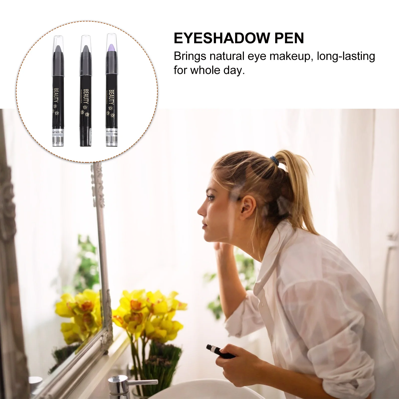 Matita per ombretto da 3 pezzi Penna per trucco con paillette impermeabile a lunga durata Set di ombretti naturali Penna per trucco con texture morbida e liscia