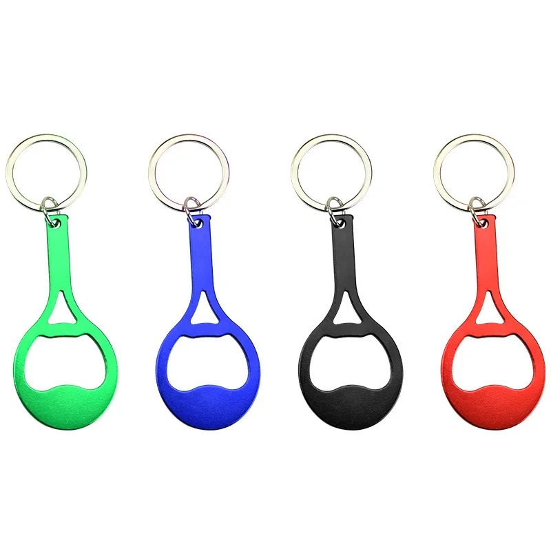 200Pcs/Lot Tennis Racket Bottle Opener Outdoor Sport EDC Metal Wine Beer Can Opener Keychain Durable