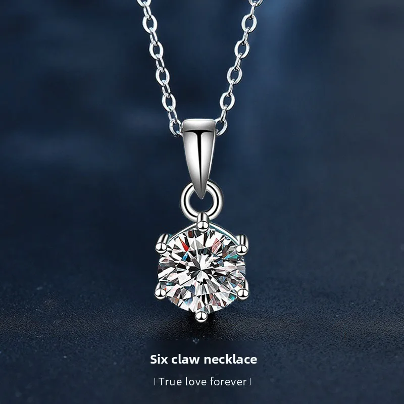 

2Ct D Moissanite 6-Prong Necklace in 925 Silver - Classic Solitaire Jewelry