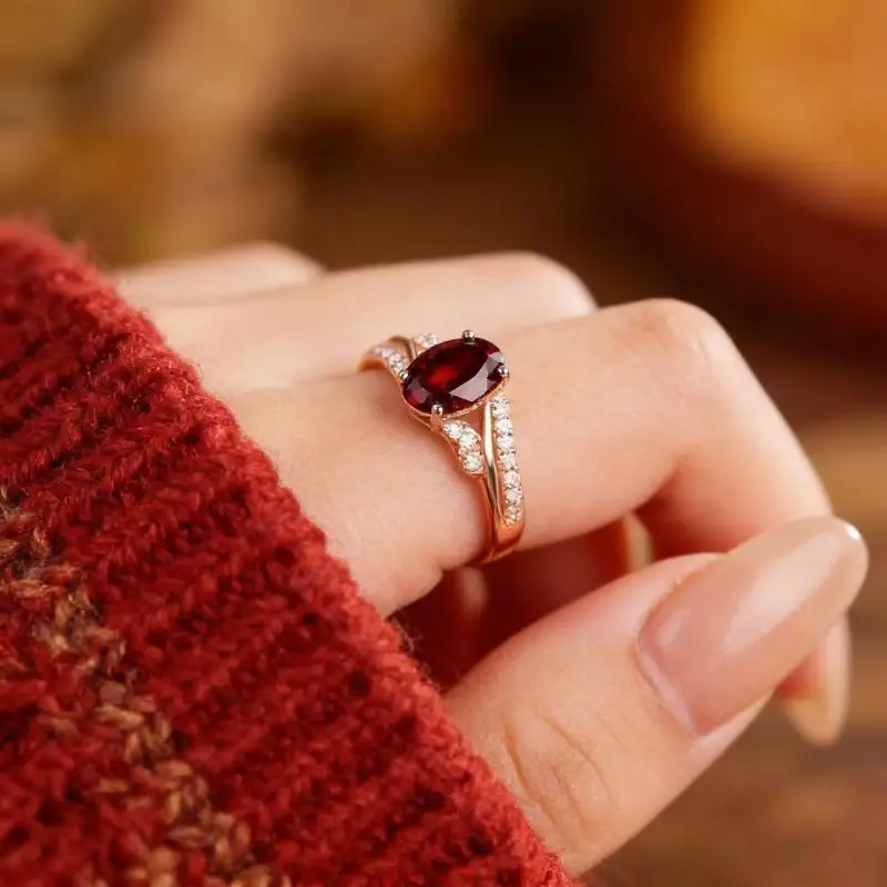 Fashion Geometric Cross Ring With Ruby Zircon Accessories For Women Wedding Promise Party Gift Finger Rings