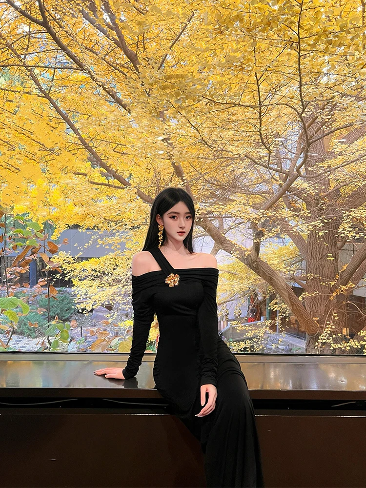 

Hebe Sle Little Bla Dr Luxury mat Rich Girl High End Sensation One oulder Dr Women Sexy Zipper Floral mid ...