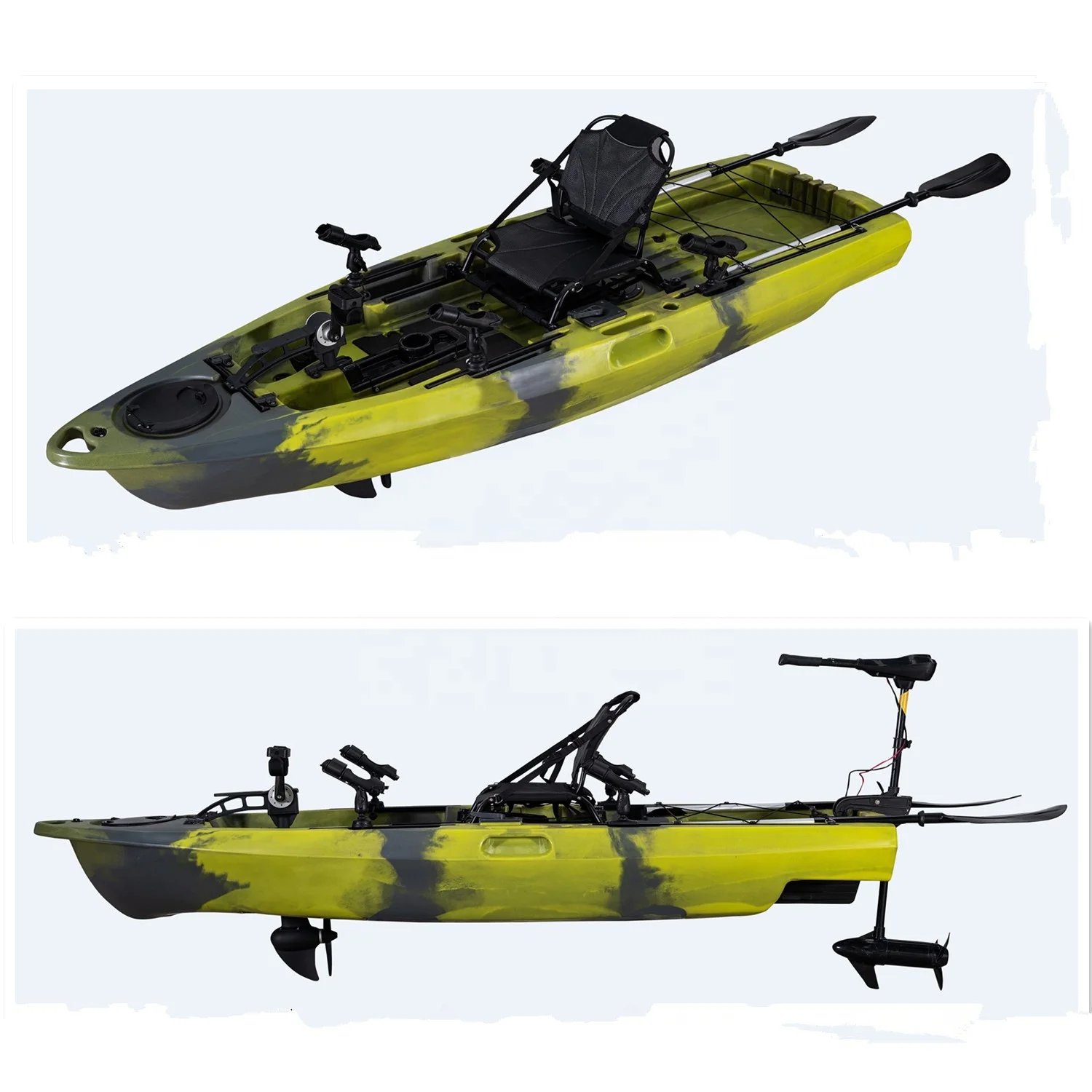Water Sports Popular Canoe/Kayak 9.5ft 1 Paddler Single Pedal Drive Fishing Boat Kayak with 360 Swivel Seat