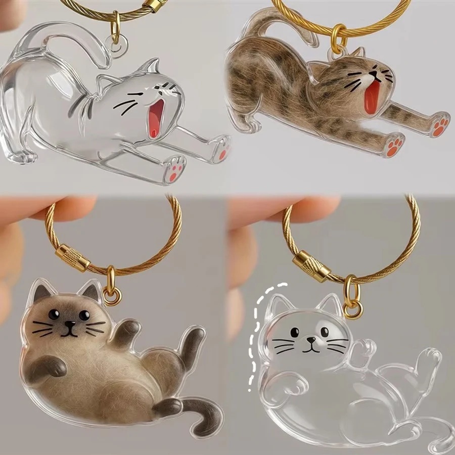 New Transparent Pet Hair Storage Box Keychain Cat Dog Hair Storage Capsule Bag Cute Bag Pendant Sentimental Pet Commemoration