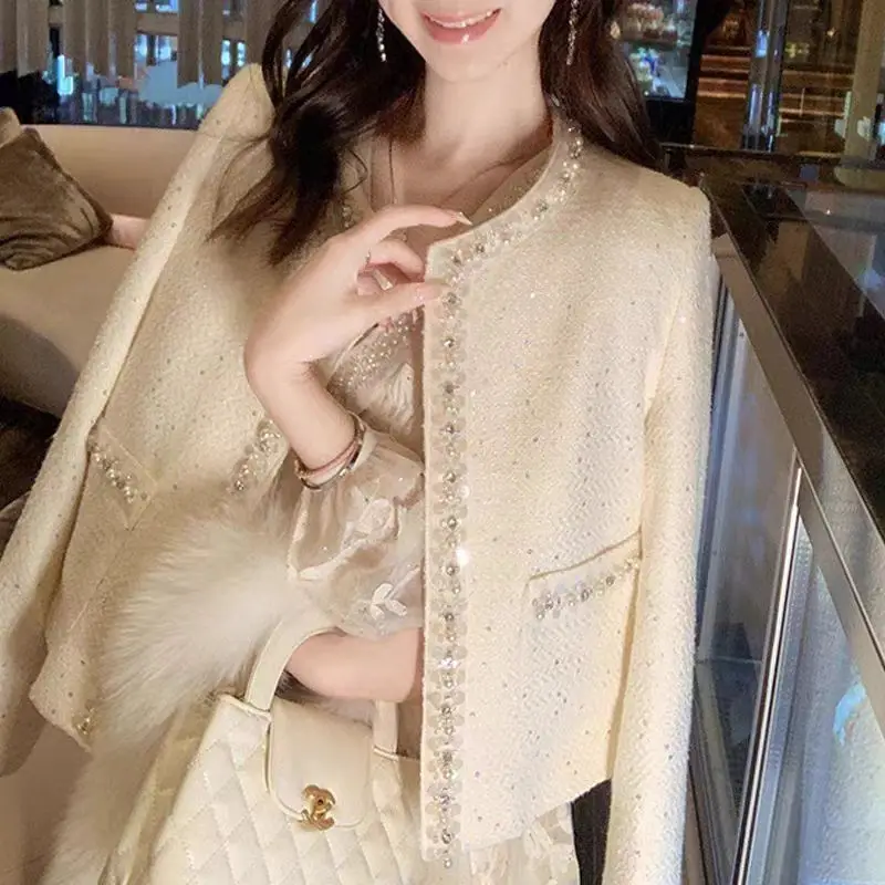 Bright Diamond Versatile Spring Autumn New Coat Popular Short Coat Women Jackets