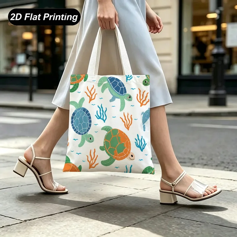 Style Cartoon And Seaweed Print Tote Bag，Lightweight, Durable, And Large Capacity，Adapte