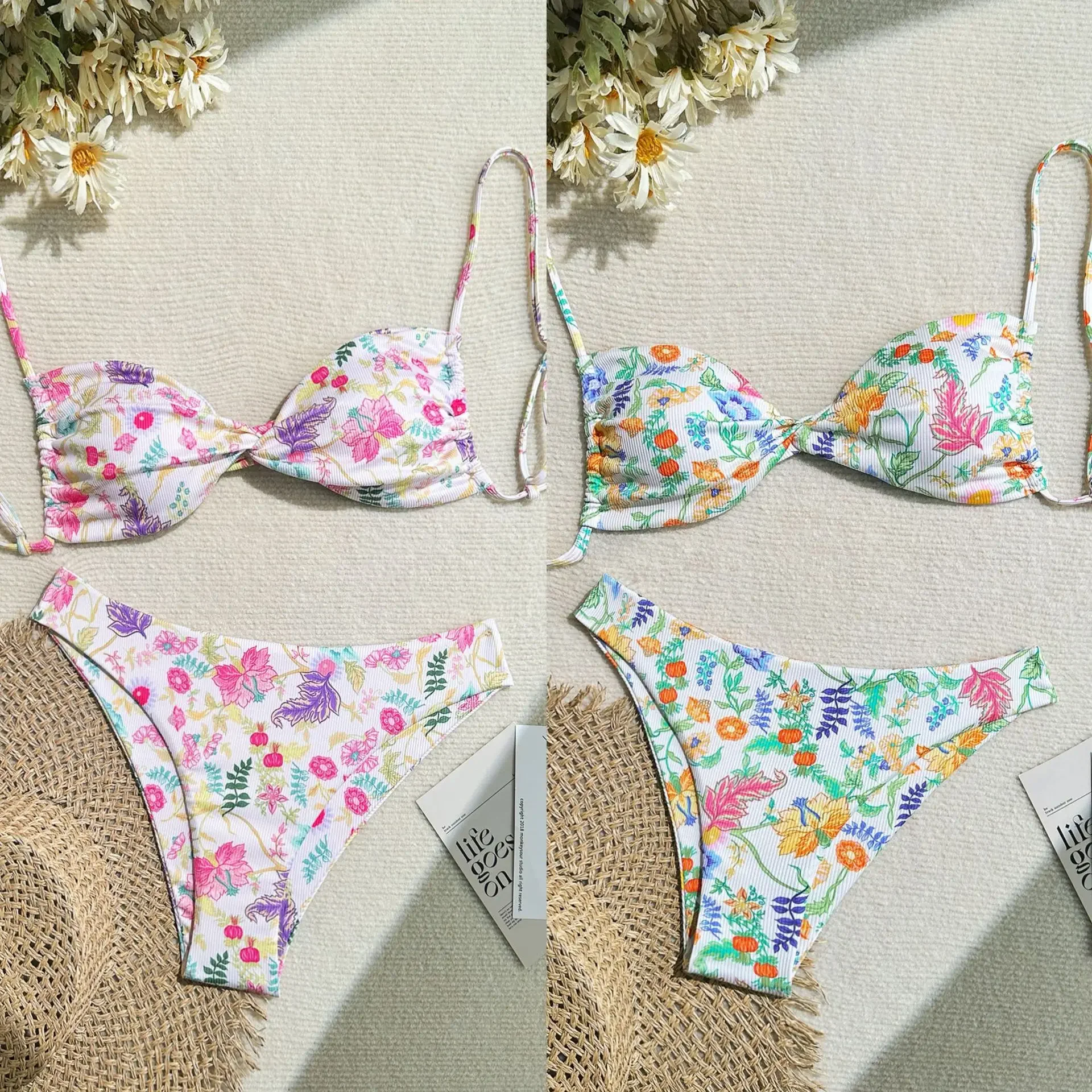 New Floral Backless Sexy Beach Two-piece Bikini Swimsuit Fashion Swimsuit Women's
