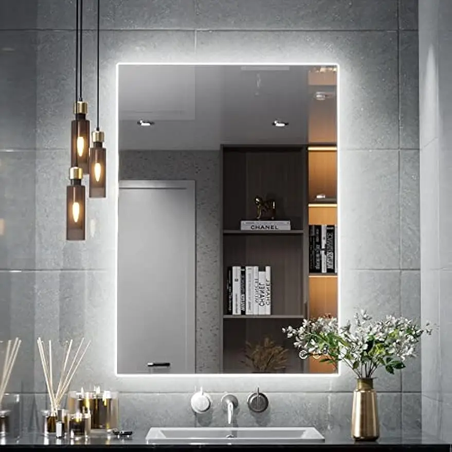 

20x28 Inch LED Anti-Fog Bathroom Mirror with Dimmable Light, CRI90+, Waterproof, Horizontal/Vertical Mount