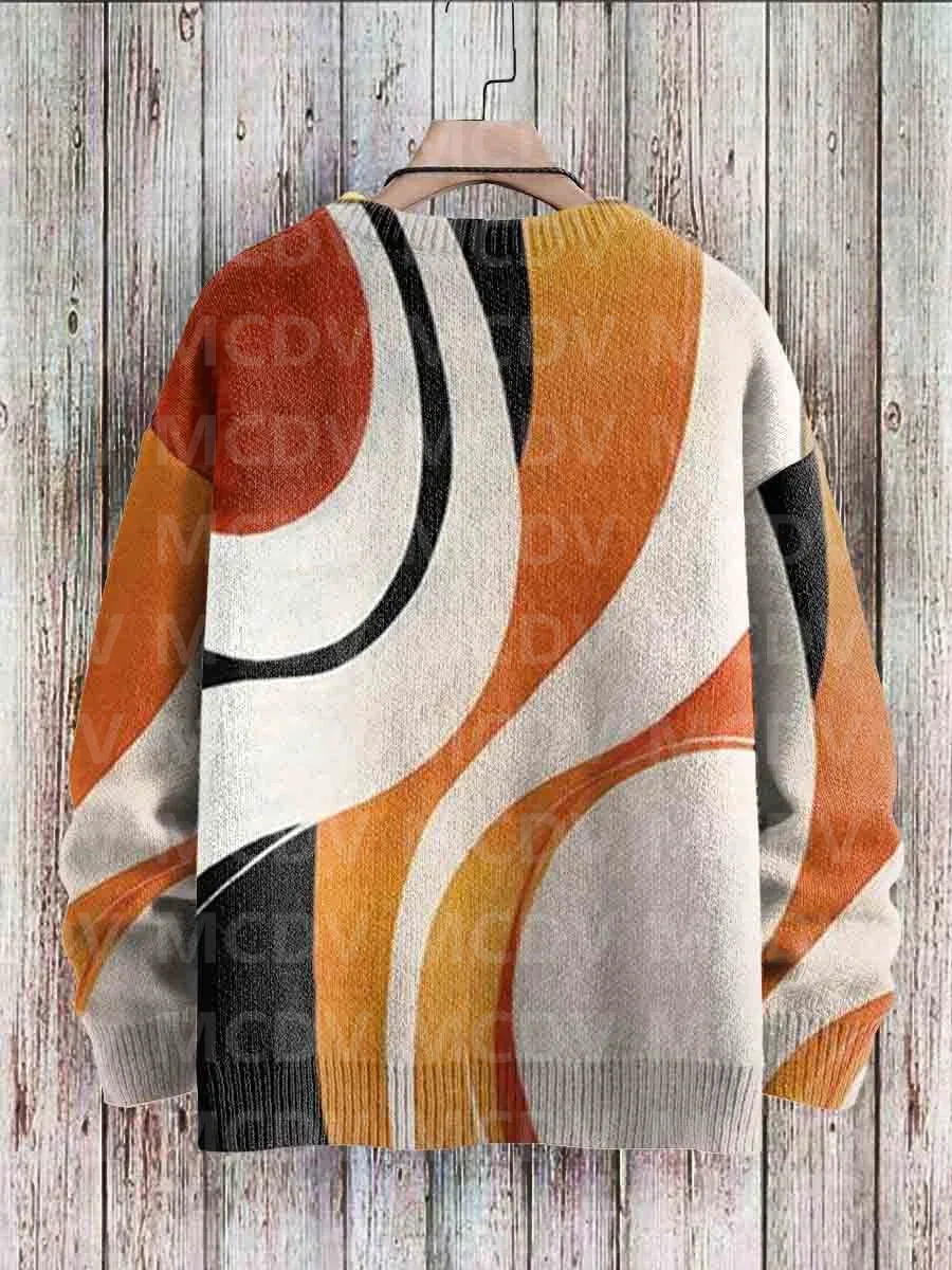 Vintage Art Printed Casual Knit Pullover Sweater Women For Men Sweter