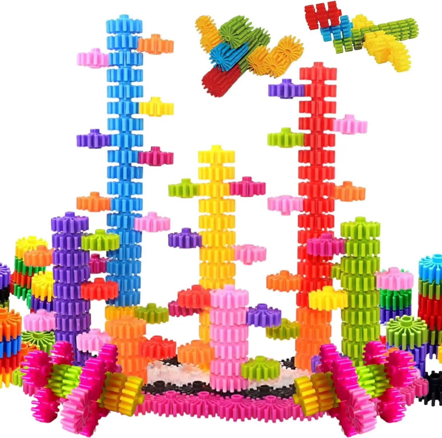 

STEM Building Blocks Toys for Kids, Educational and Safe Gear Interlocking Construction Playset, Develop Creativity