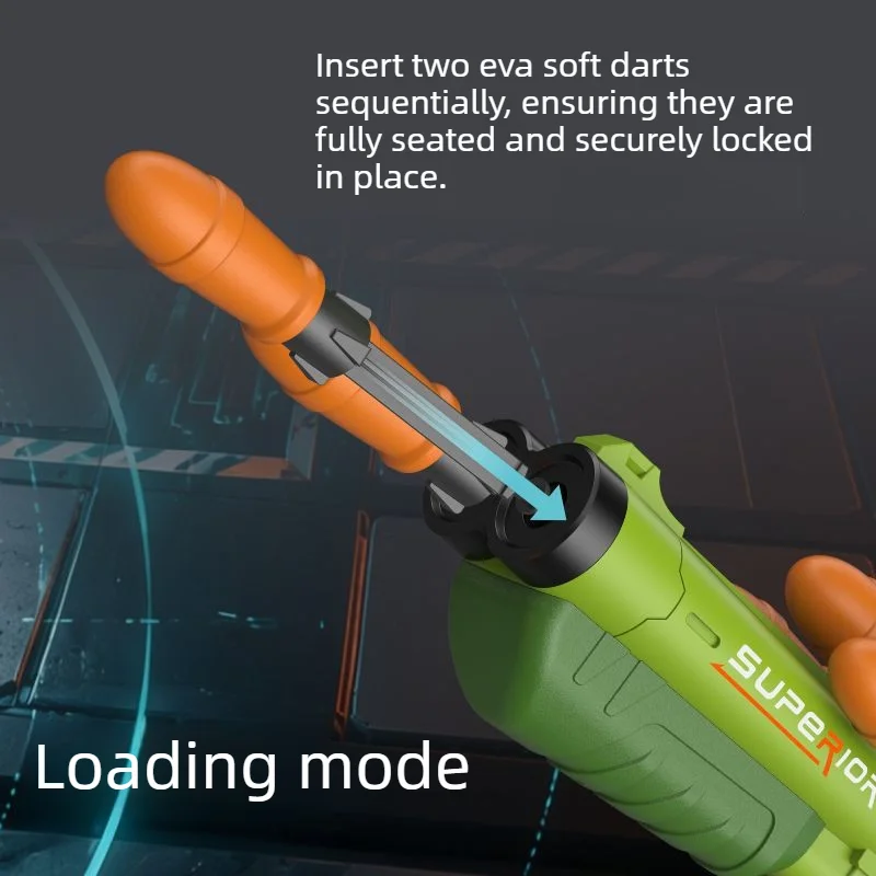 Dual Tube Launcher EVA Soft Dart Toy Gun with Bullet Holder Double Barrel Rocket Soft Bullet Blaster Interactive Shooting Game