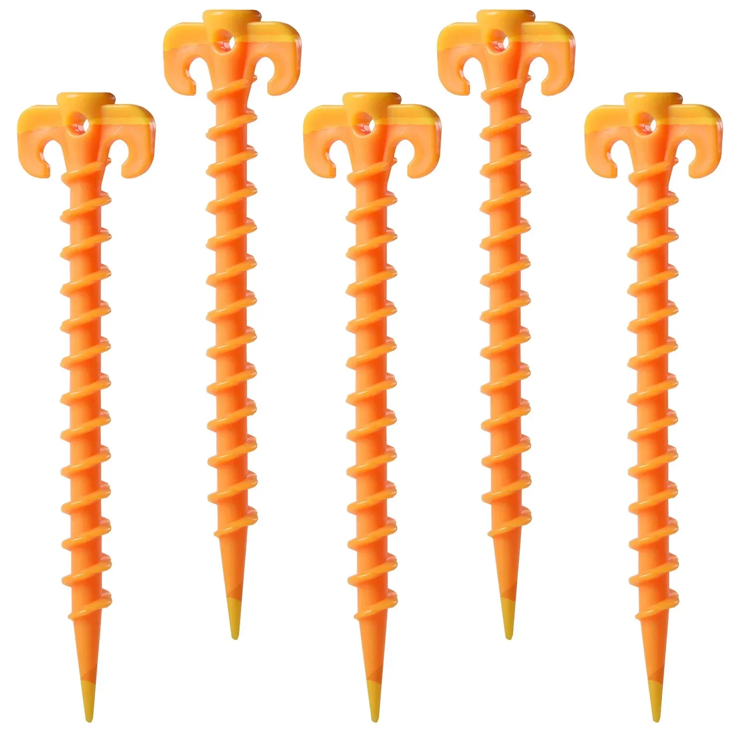 Canopy Stakes Camping Stakes Beach Tent Stakes Heavy Duty Screw Shape 25 cm 10 inch - 10 Pack Plastic tent ground nails