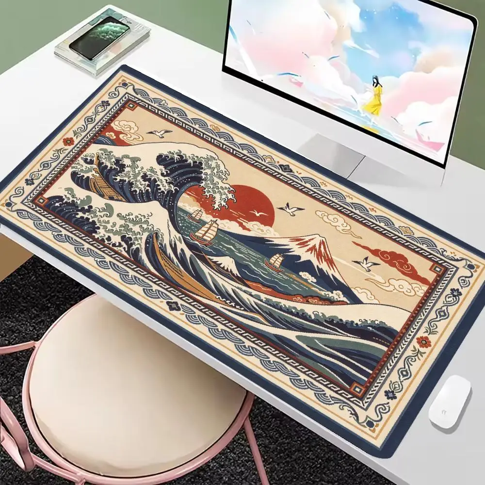 Brown Black Diamond Persian Rug Pattern Desk Mat Mousepad Non Slip Base For Industrial Office Decor