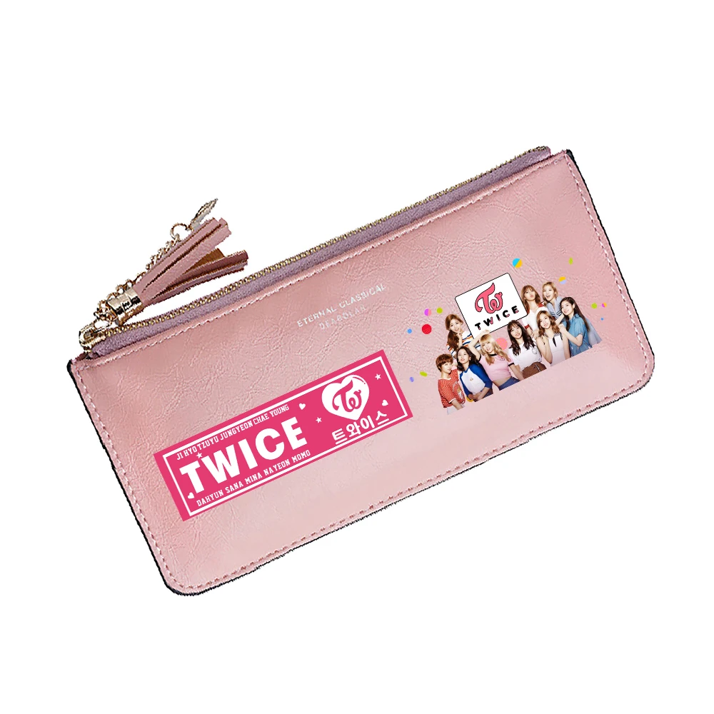 Kpop Twice Women Long Change Purses Large ID Card Holders Girls Cute Wallets Pink Coins Pockets Kawaii Phone Cltuch