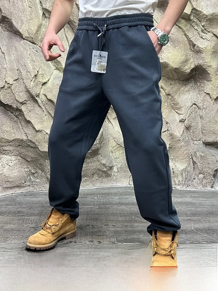 

Warm Woolen Men's Casual Pants Straight Leg Thermal Storage Autumn Winter Faionable Youth Polyester Fiber 96% Spandex 4%