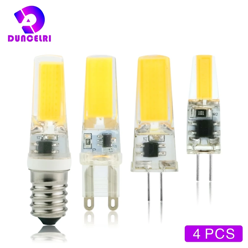 4PCS/LOT G4 G9 E14 LED Light Bulb 3W 6W AC/DC 12V 220V LED Lamp COB Spotlight Chandelier Replace Halogen Lamps Cold/Warm white