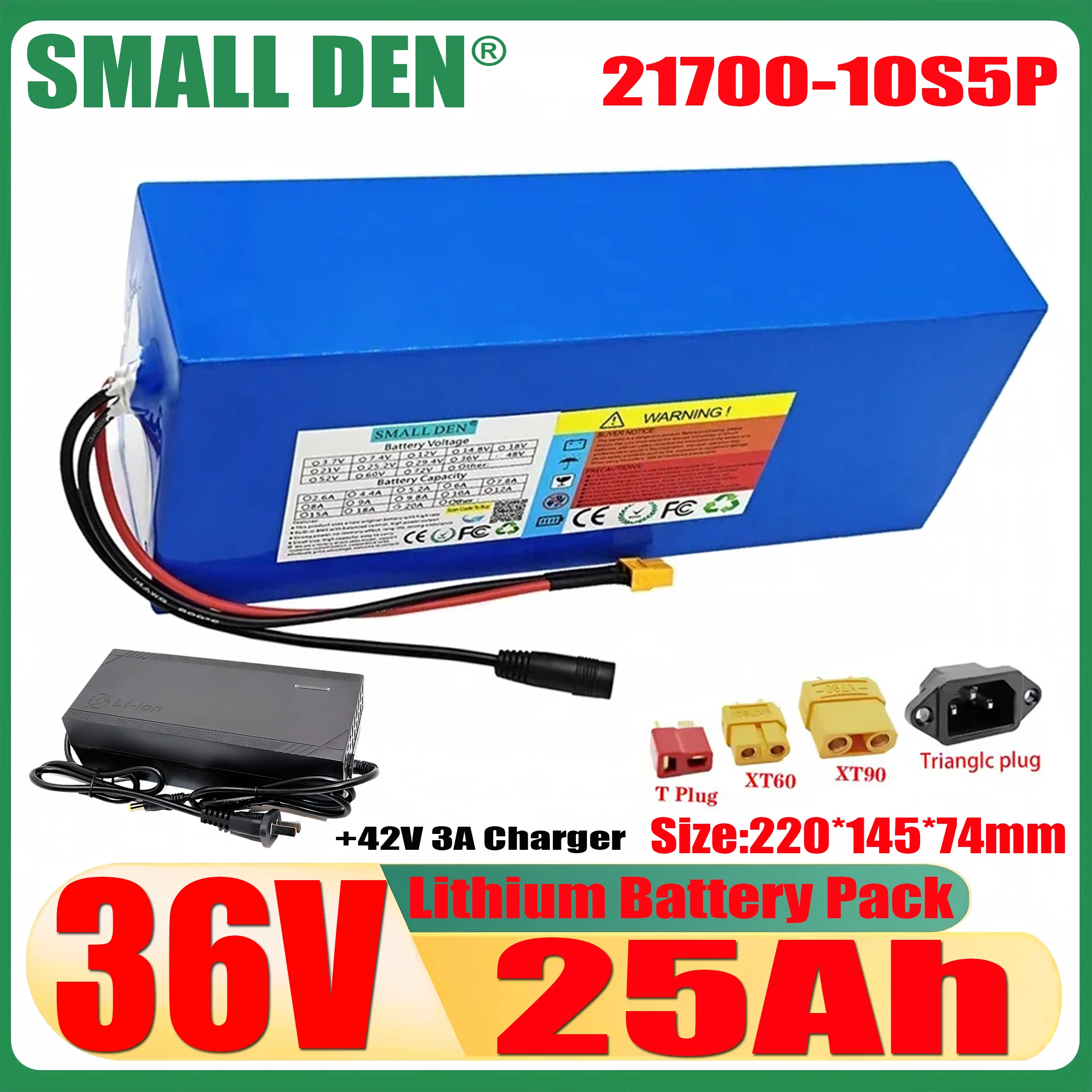 

21700 10S5P 36V 25Ah lithium battery pack with 100-1000W high-power backup battery 30A BMS electric vehicle off-road vehicle