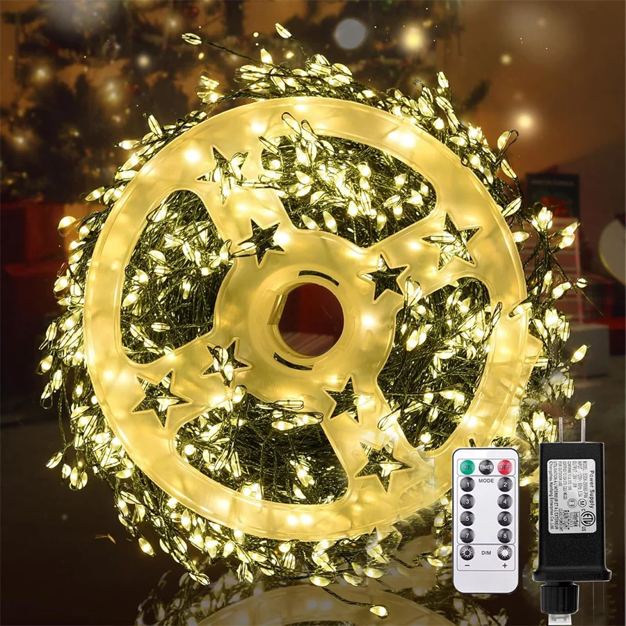 75m 2000 led firecracker luzes da corda ao ar livre plug in fio verde cluster luzes de fadas com controle remoto para plantas decoração da árvore