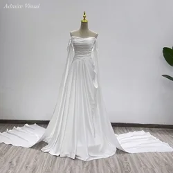 Newest Wedding Dress A-Line Satin Elegant Boat Neck With Big Flaps Customized Bride Gown Vestidos De Novias 2025